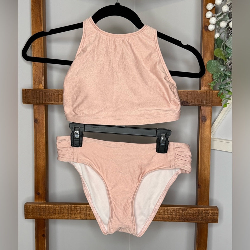 Light Peach High-Neck Bikini Set